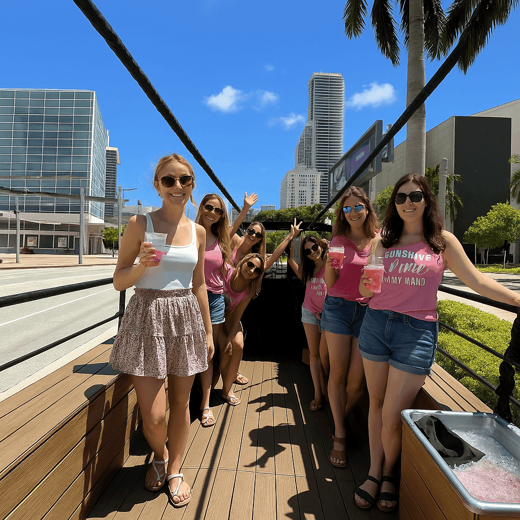 Bachelorette party on a Miami party bus