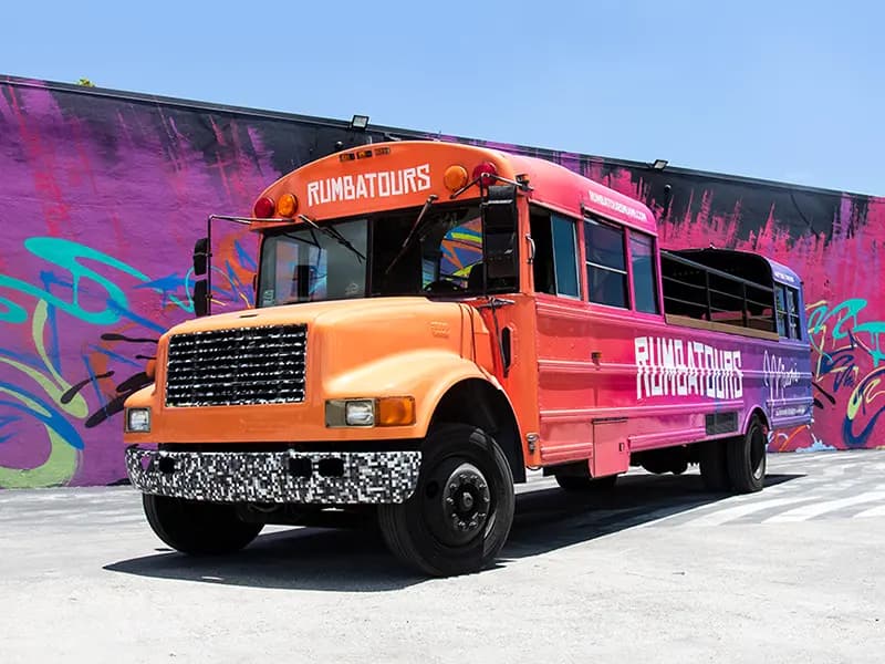 Rumbatours open-air party bus for Miami tailgates & event rides