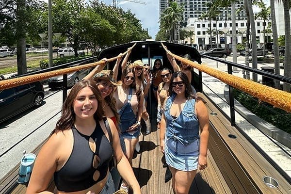 Birthday celebration on Miami party bus
