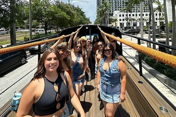 Birthday celebration on Miami party bus