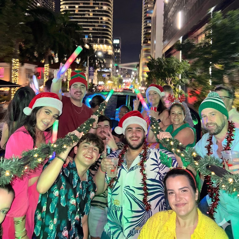 Holiday party bus Miami Christmas NYE