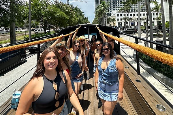 Birthday celebration on Miami party bus