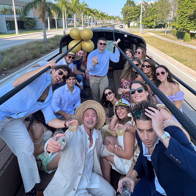 Corporate team building on Miami party bus